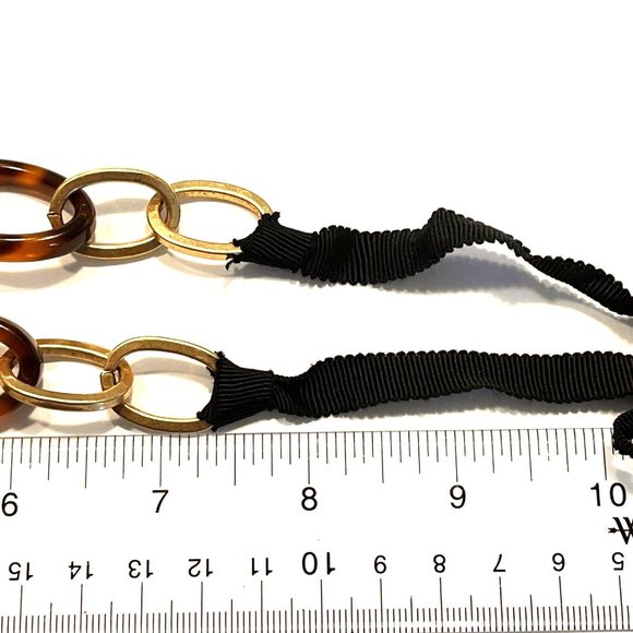 J CREW Statement Necklace Belt Faux Tortoise Lucite Rhinestone Links 18"-51" - Picture 9 of 9